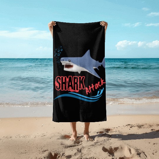 A different unique colorful shark attack design Beach Towels