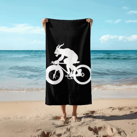 devil on bicycle Beach Towels