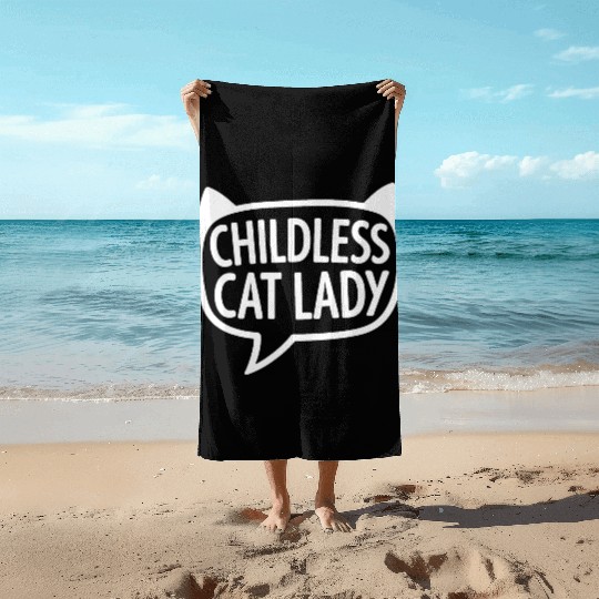Childless Cat lady Kamala Harris Beach Towels