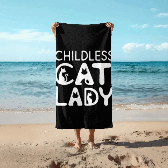 Childless Cat lady Kamala Harris Beach Towels