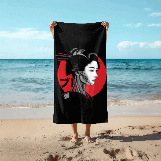 Cyberpunk Vaporwave Japanese Neon Street Art Beach Towels