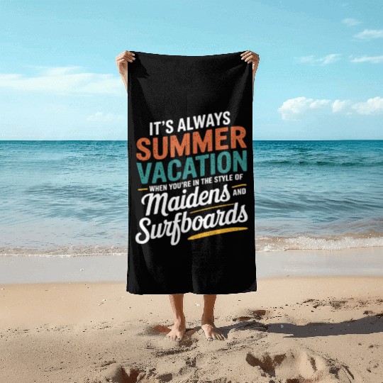 Maidens and Surfboards Vintage Summer Design Beach Towels