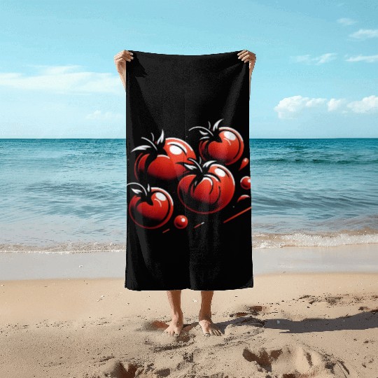 Tomato minimalistic tomatoes design food art 2 Beach Towels