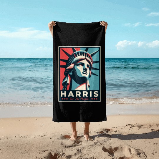 Harris 2024 statue of liberty Kamala Harris Beach Towels