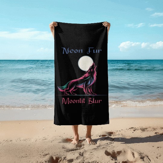 Neon Werewolf Beach Towels