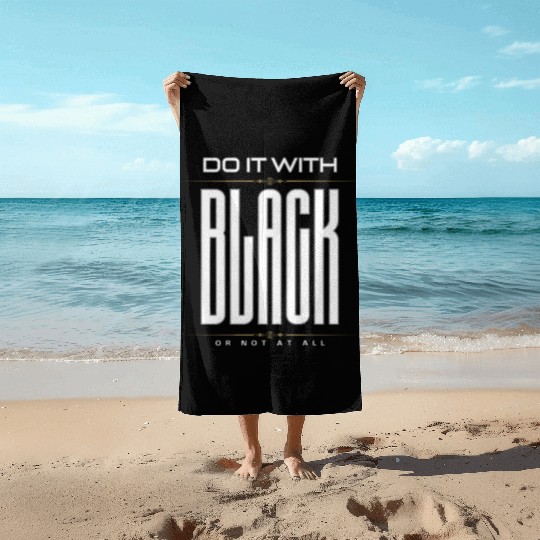 BLACK Letter Print And Gradient Color Crew Neck Beach Towels