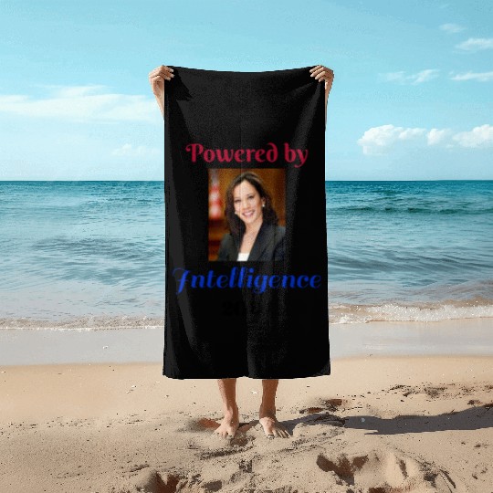 Powered by Intelligence / Politics Beach Towels