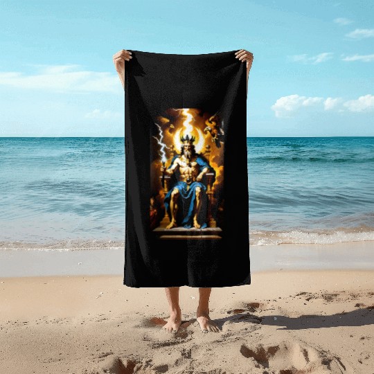 Zeus Jupiter Greek Mythology Gods Baroque Beach Towels