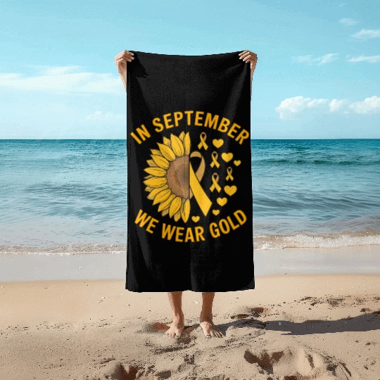 September We Wear Gold Childhood Cancer Awareness Beach Towels