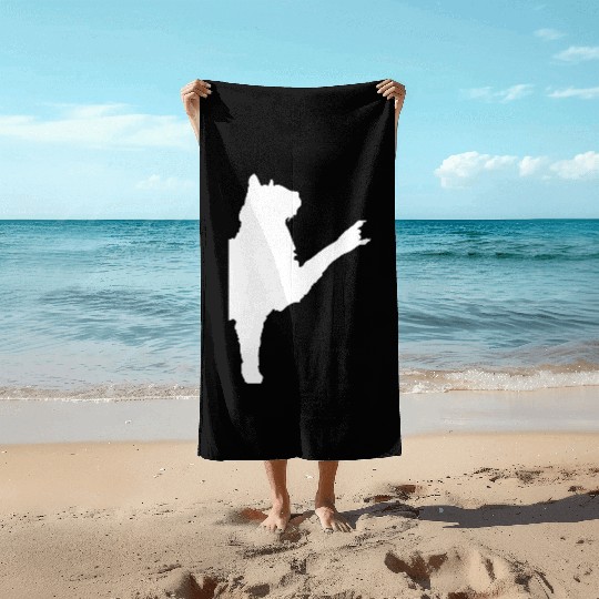 Cat Heavy Metal Hand Gesture Hard Rock Music Pet Beach Towels