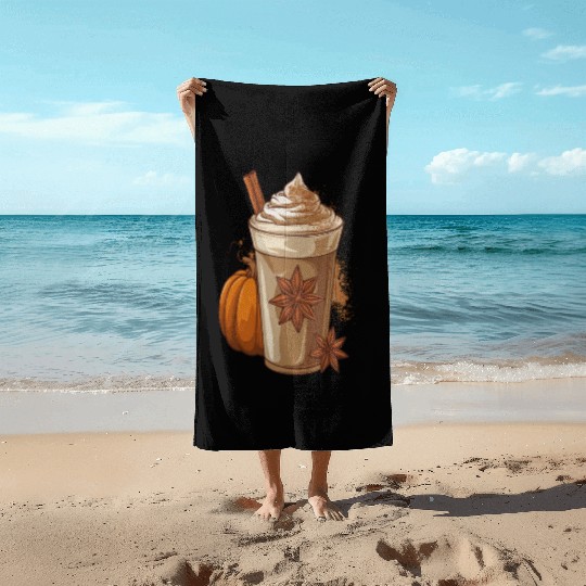 Pumpkin spice latte Beach Towels