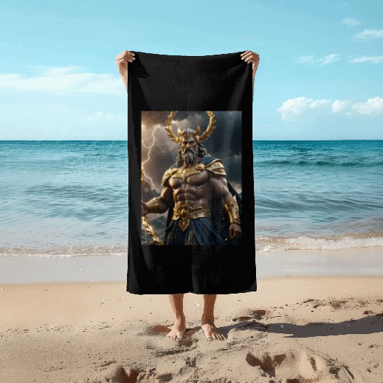 Zeus Jupiter Roman Greek God Beach Towels