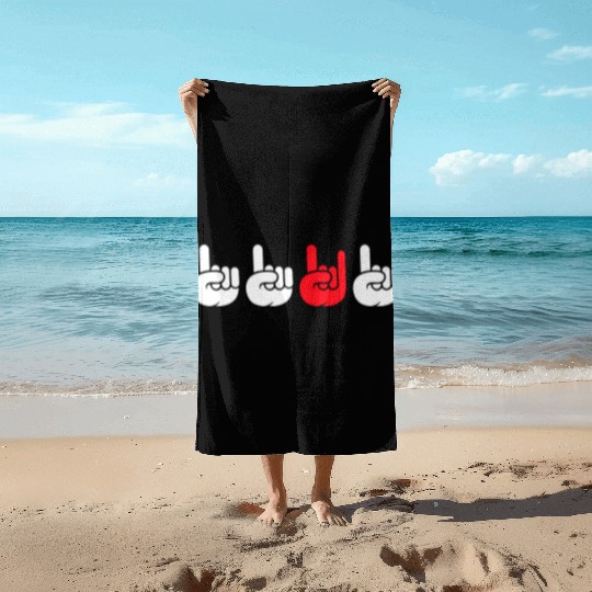 4 Be Different Heavy Metal Hard Rock Hand Gestures Beach Towels