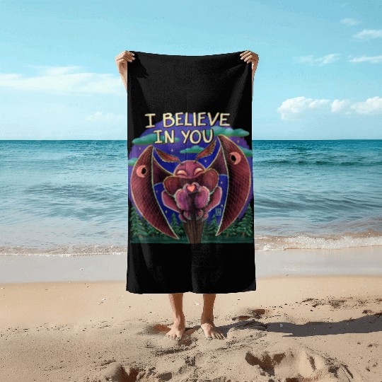 The Mothman Cryptid believe in you cute creature Beach Towels