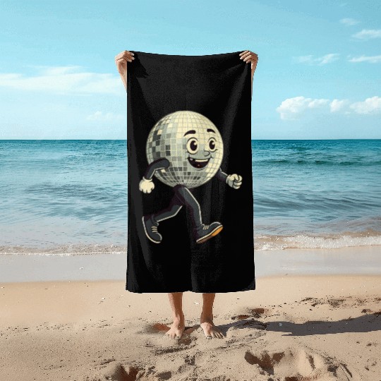 Disco Ball Walking - Retro Funk in Motion Beach Towels