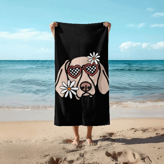 Weimaraner Retro Dog Beach Towels