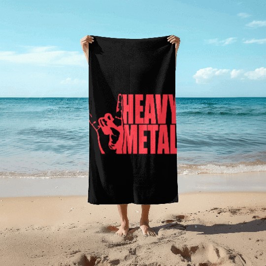 Heavy Metal Fun Hard Rock Music Horns Hand Gesture Beach Towels