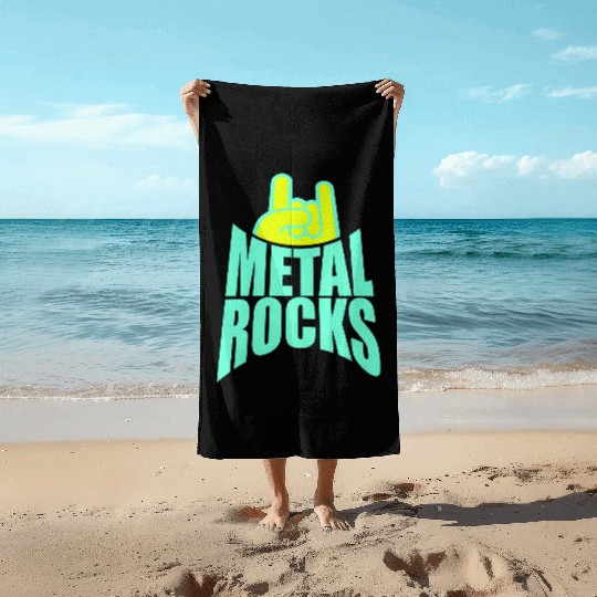 Heavy Metal Rocks Hard Rock Music Text Quote Logo Beach Towels
