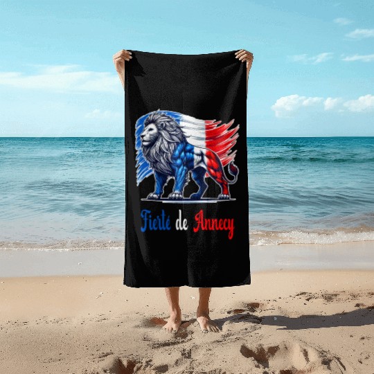 The proud Annecy flag design Beach Towels