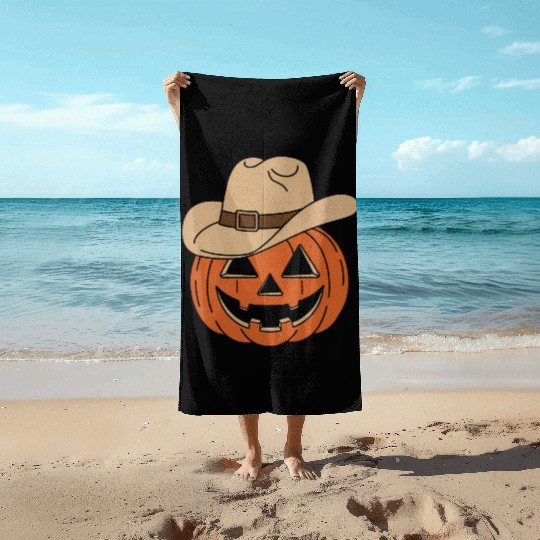 Howdy Pumpkin Halloween Beach Towels