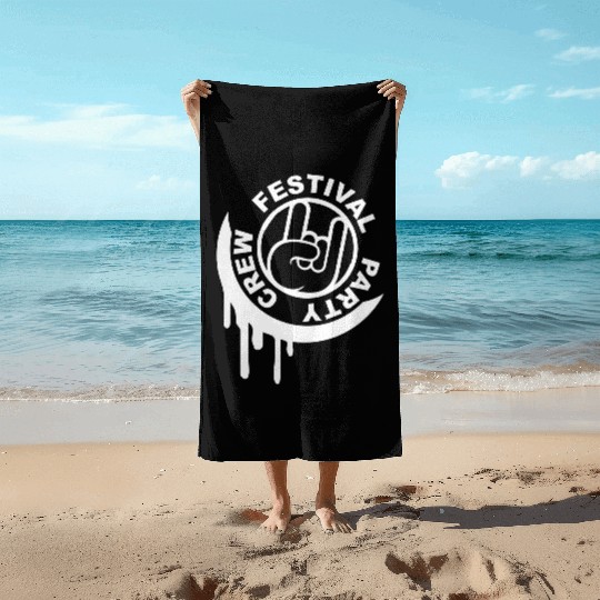 Festival party crew graffiti metal hand gesture Beach Towels