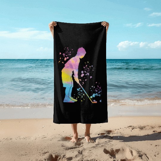 Golfer Colorsplash Kids Miniature Golf Beach Towels