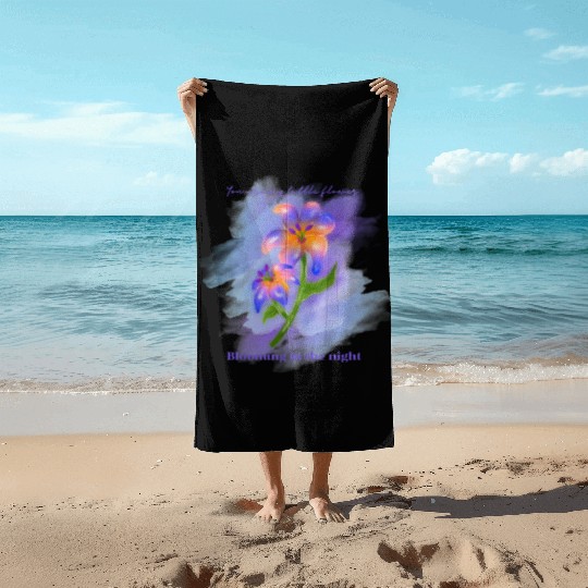 My Midnight Flower Beach Towels