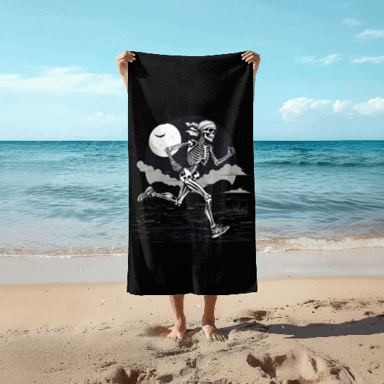 Midnight Marathon: Skeleton's Sprint Beach Towels