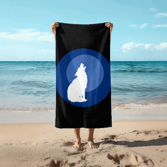 Wolf Moon Nature Vector Beach Towels