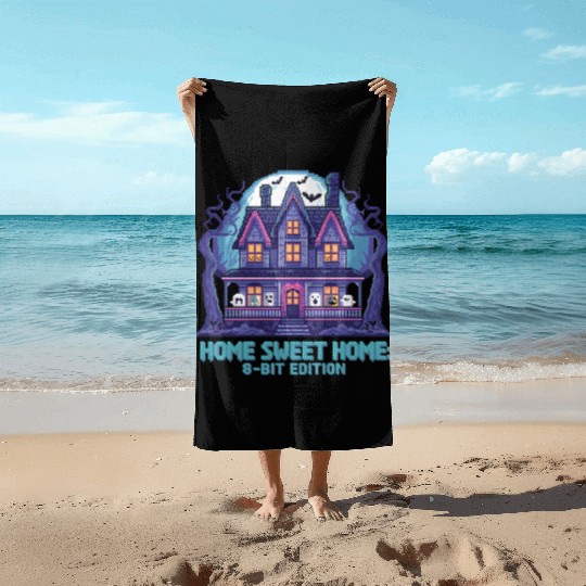 8 Bit Haunted House 01 Beach Towels