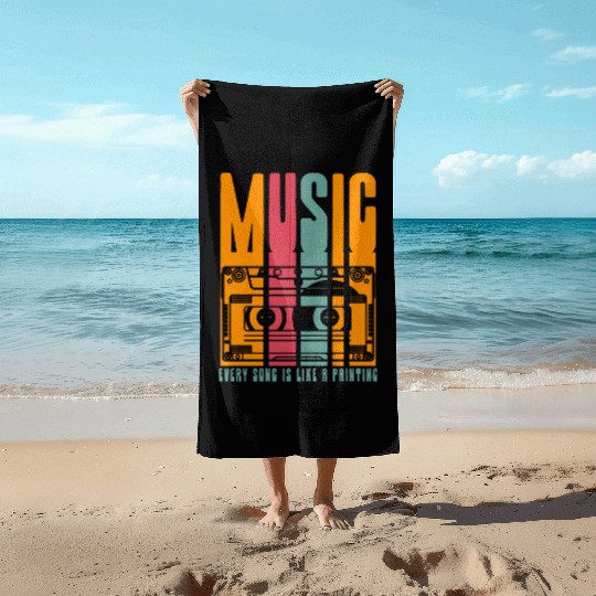 Vintage cassette tape recorder Beach Towels