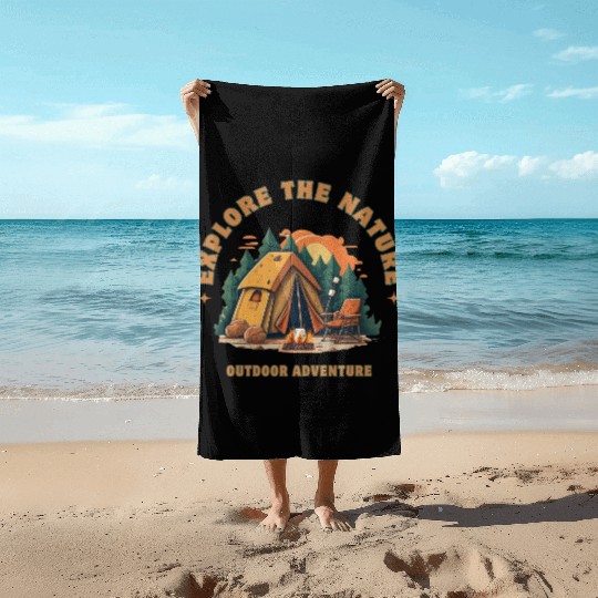 camping, nature, forest, camping trip, adventure, Beach Towels