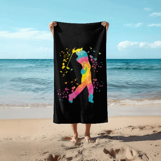 Golfer Colorsplash Kids Miniature Golf Beach Towels