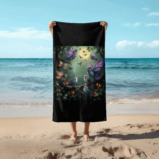 Enchanted Forest Creatures Halloween Ideas Beach Towels