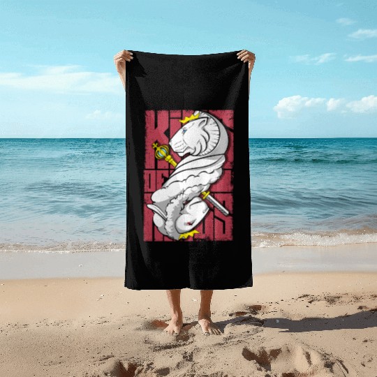 Lion King and the Holy Lamb Christian Art Beach Towels
