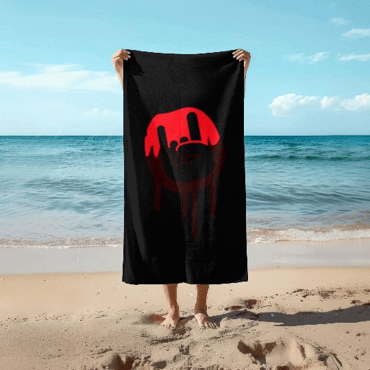 Heavy metal graffiti drop horn finger hand gesture Beach Towels