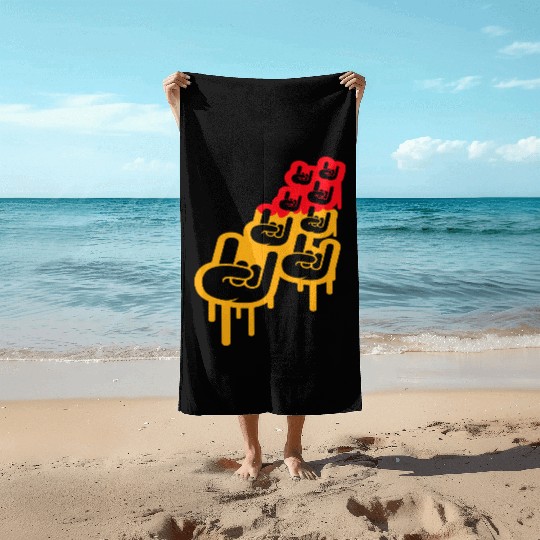 Heavy metal graffiti drop horn finger hand gesture Beach Towels