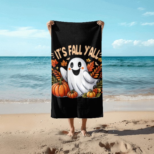 Retro It s Fall Y all Pumpkin Spice Latte Beach Towels