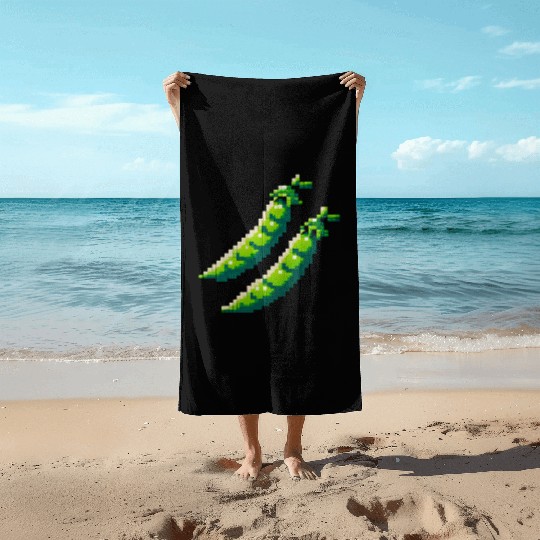 8 Bit Pixel Peas Beach Towels
