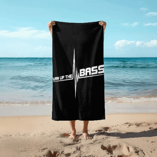 Turn Up The Bass Loud Pulse Heartbeat Frequency DJ Beach Towels