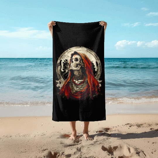 Santa Muerte Saint Death Mexican Sugar Skull Beach Towels