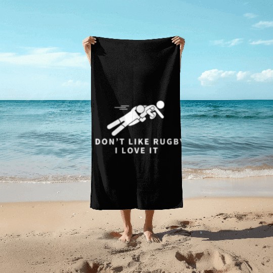 I Love Rugby Funny Rugby Player Beach Towels