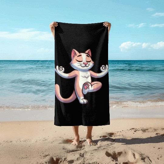 Cat Yoga Meditation Meditating Balancing Training Beach Towels