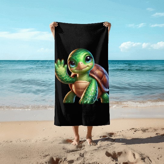 Adorable Waving Turtle Beach Towels
