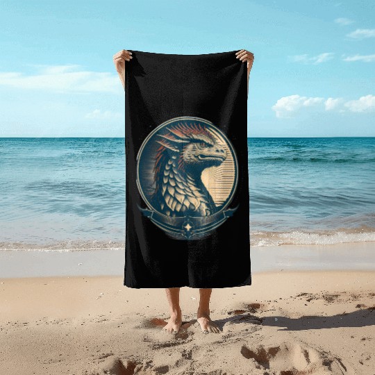 Mystic Dragon Emblem Beach Towels Design