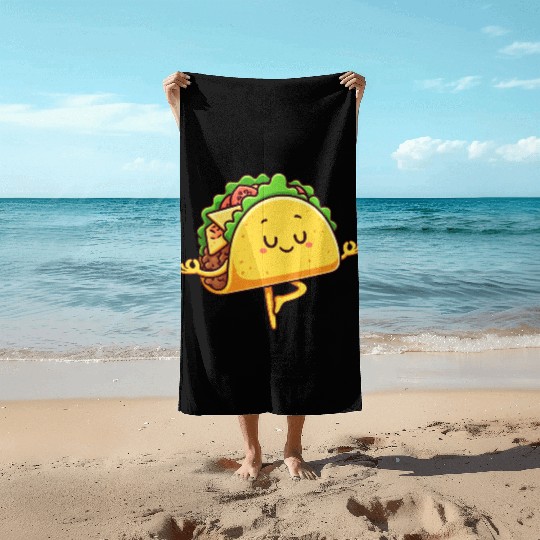 Taco Mexican fast food yoga meditation relaxation Beach Towels