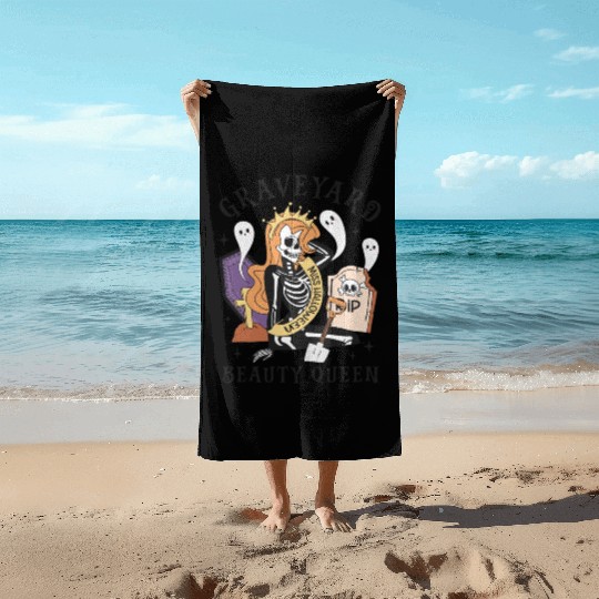 Graveyard Beauty Queen: Spooky & Funny Halloween Beach Towels