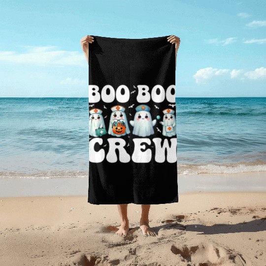 Boo Boo Crew Nurse Gifts Funny Halloween Costume Beach Towels