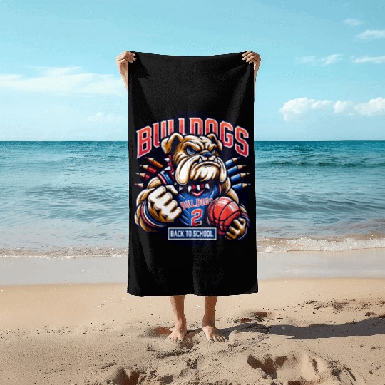 Bulldogs Mascot Back To School Team Spirit Beach Towels