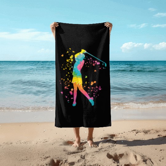 Golfer Colorsplash Kids Miniature Golf Beach Towels